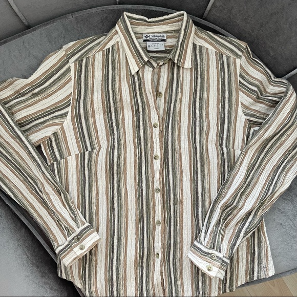 Columbia Women's Crinkle Cotton Striped Blouse - Picture 2 of 5